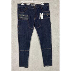 Decibel Mens 5 Pocket Carpenter/Utility Jeans Denim Blue Jeans 40W X 34L NWT's.